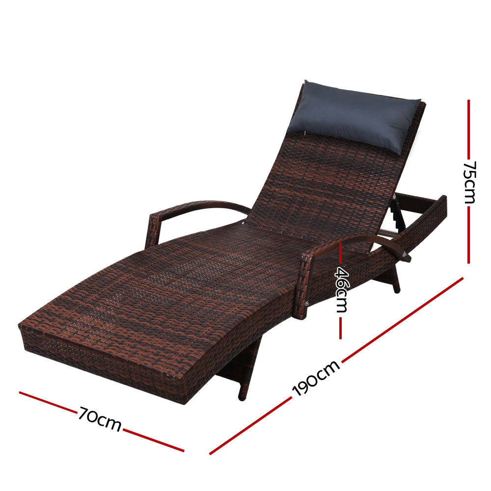 Sorrento Premium Sun Lounge - Brown