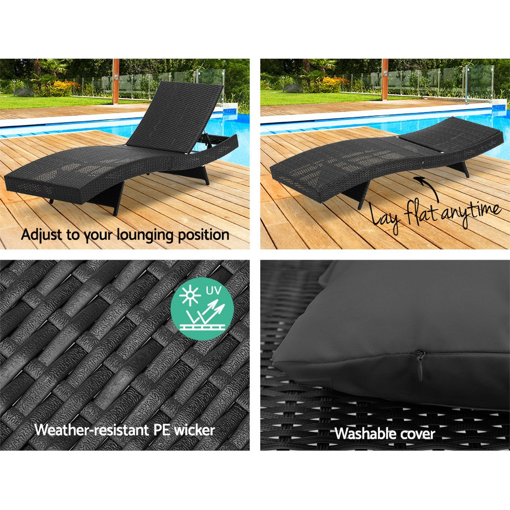 Portsea Deluxe Sun Lounge - Black