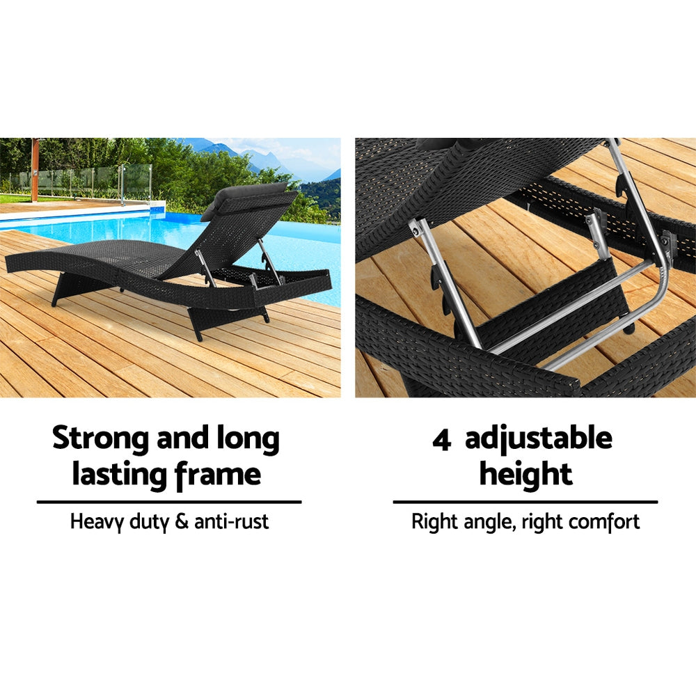 Portsea Deluxe Sun Lounge - Black