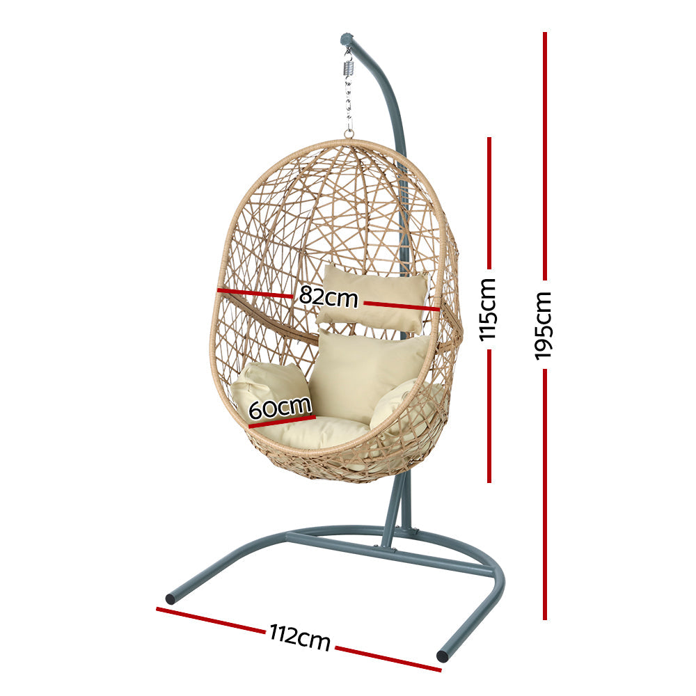 Sorrento Premium Swing Egg Chair With Stand - Cream