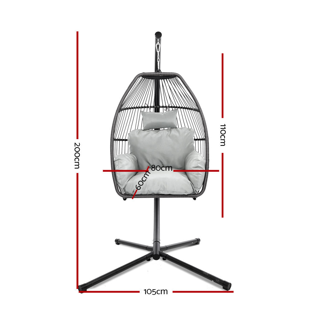 Portsea Luxury Outdoor Hanging Swing Chair With Stand - Grey