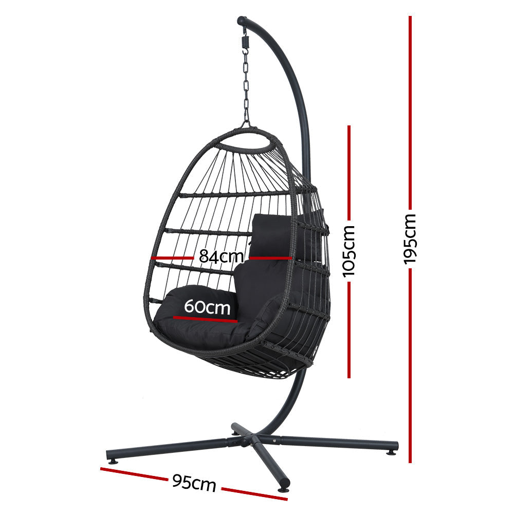 Portsea Deluxe Egg Swing Chair With Stand - Grey