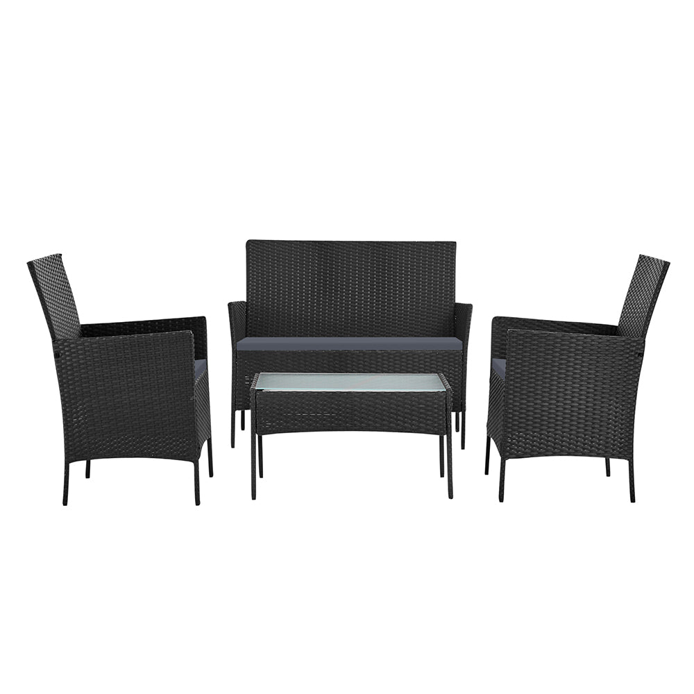 Toorak Luxury 4 Piece Lounge Setting With Storage Cover - Dark Grey