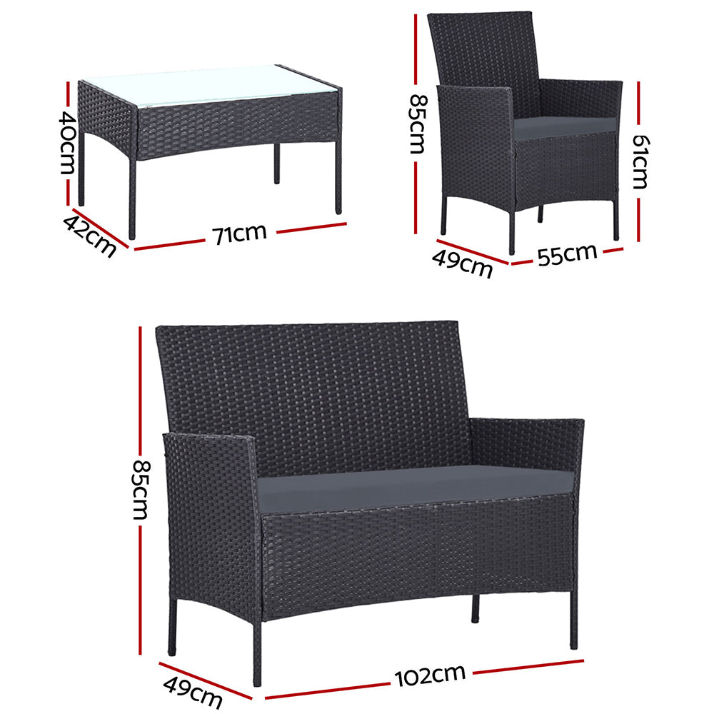 Toorak Luxury 4 Piece Lounge Setting With Storage Cover - Grey