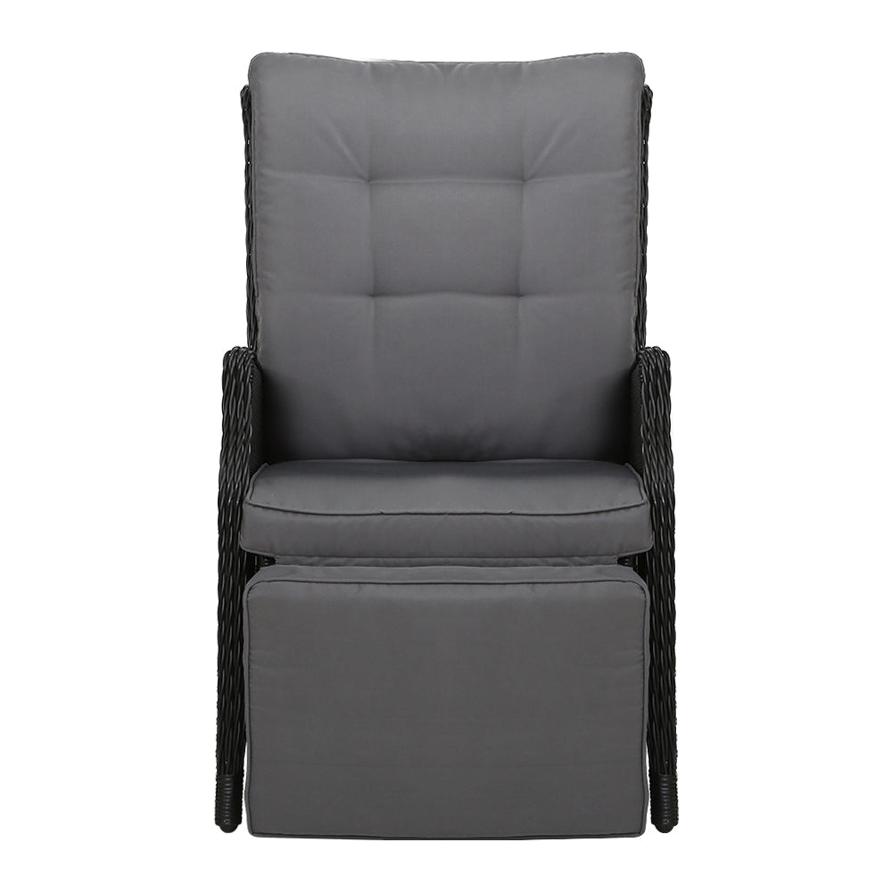 South Yarra Deluxe Set of 2 Sun lounge & Recliner Chairs - Black