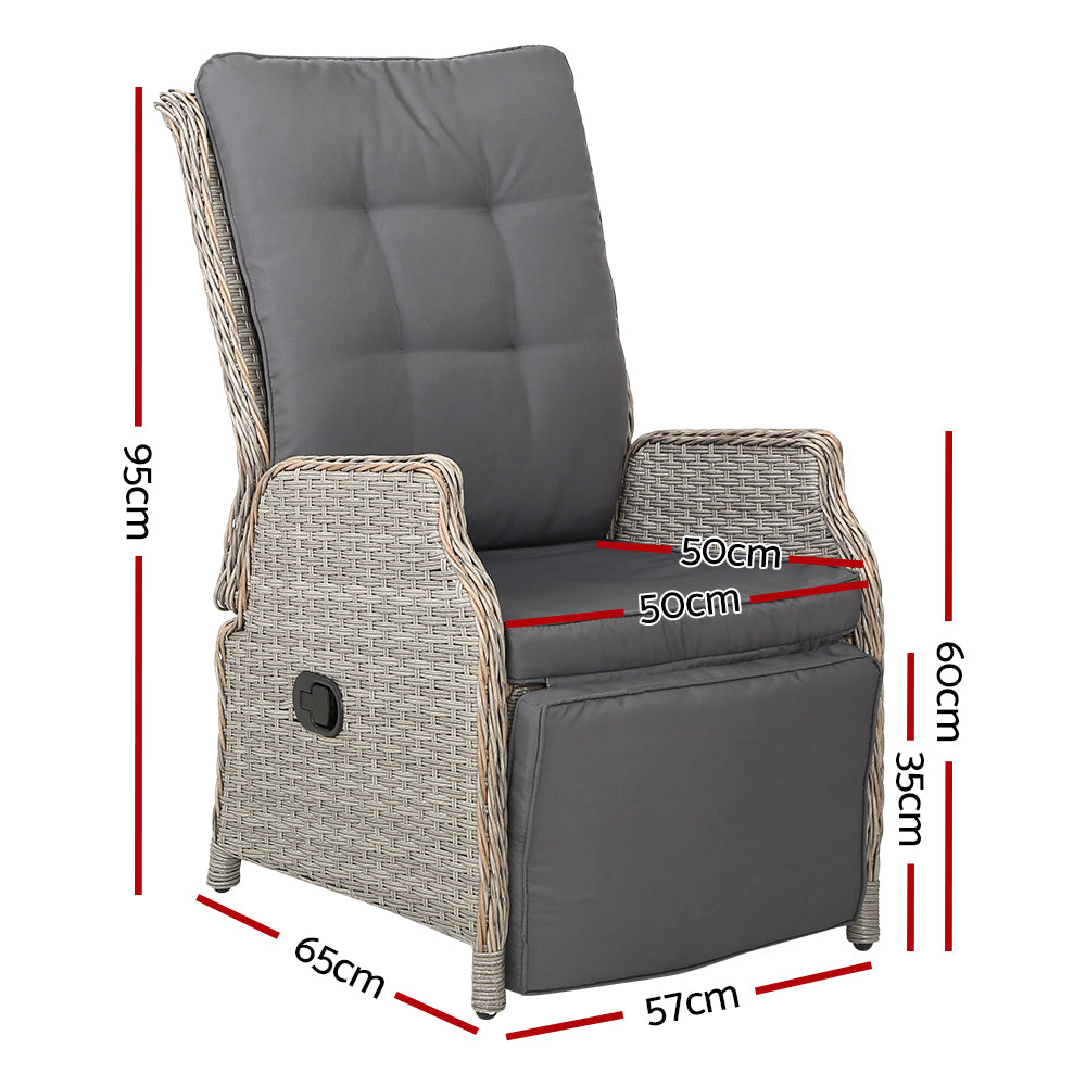 South Yara Deluxe Set of 2 Sun Lounge & Recliner Chairs - Grey