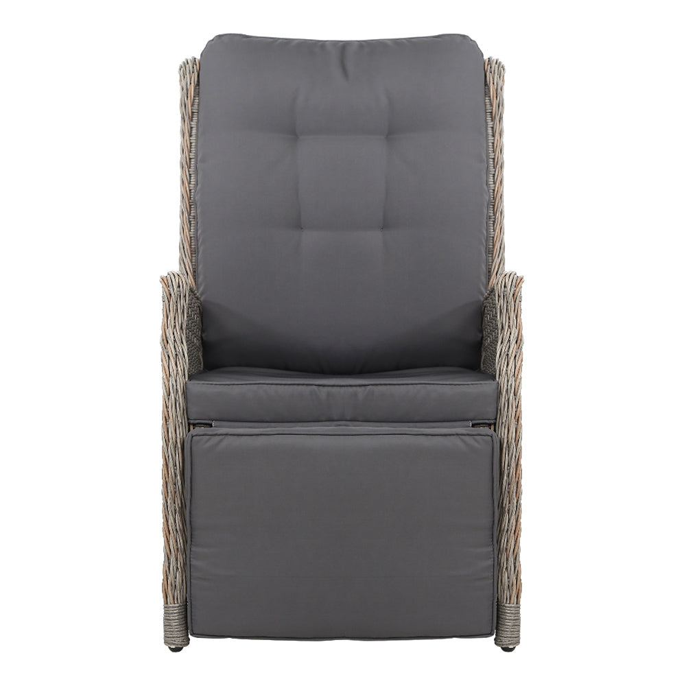 South Yara Deluxe Set of 2 Sun Lounge & Recliner Chairs - Grey