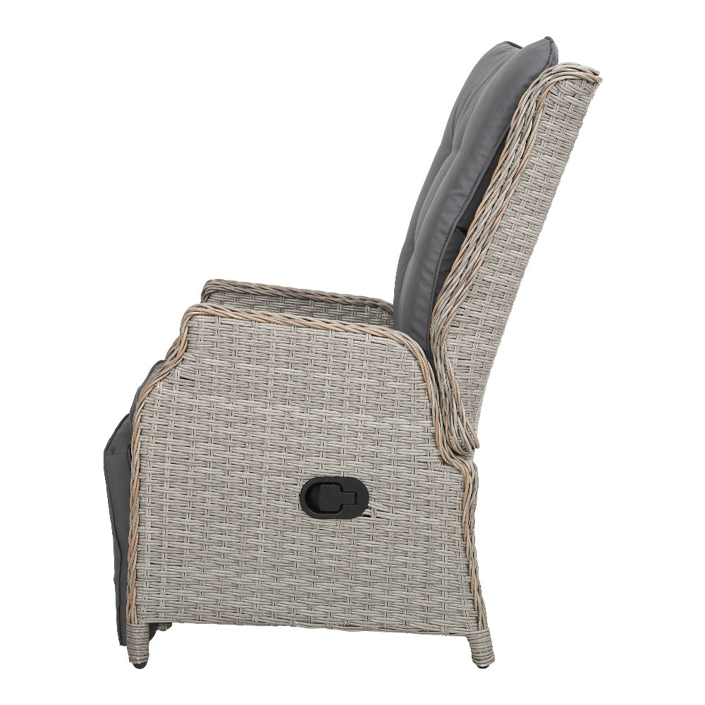 South Yara Deluxe Set of 2 Sun Lounge & Recliner Chairs - Grey