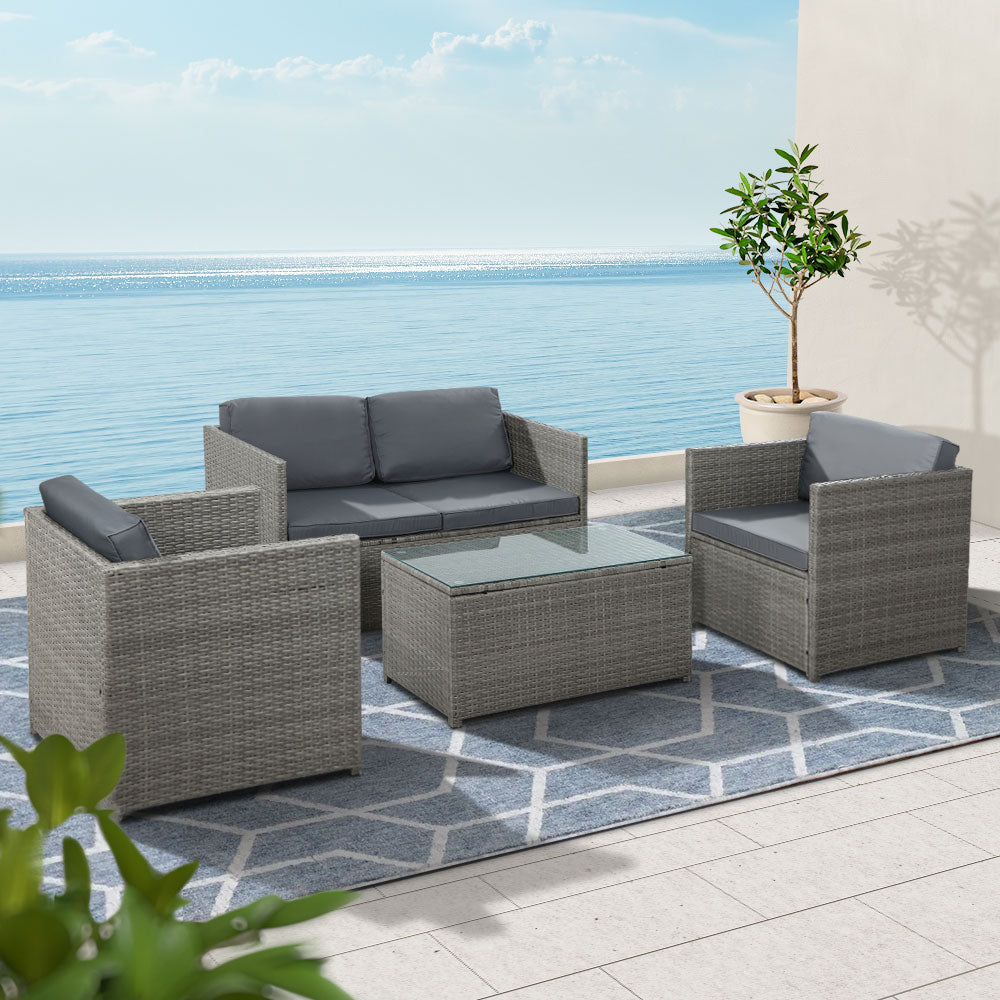 Brighton Deluxe Furniture 4 Seater Sofa Set with Centre Table