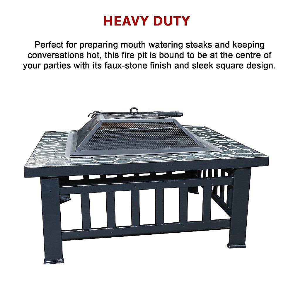 Brunswick 18" Square Metal Fire Pit Outdoor Heater