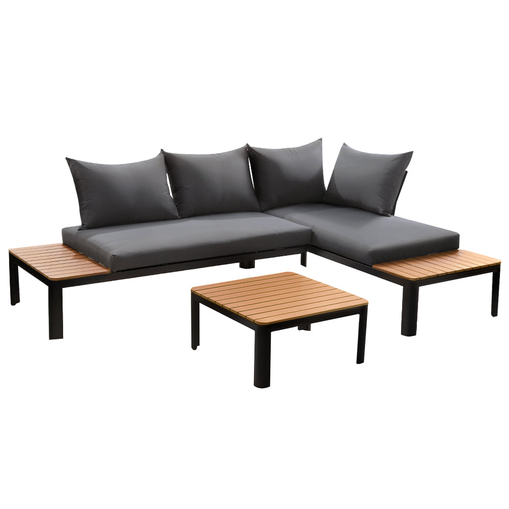 Armadale Deluxe 4 Seater Sofa Set with Table - Black