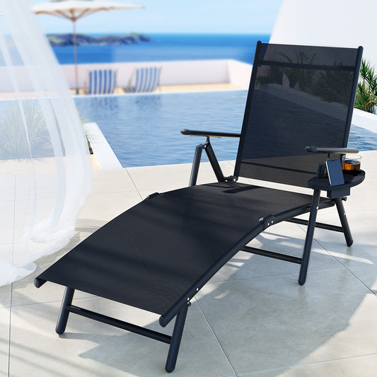 Armadale Foldable Sun Lounge Recliner Chair - Black