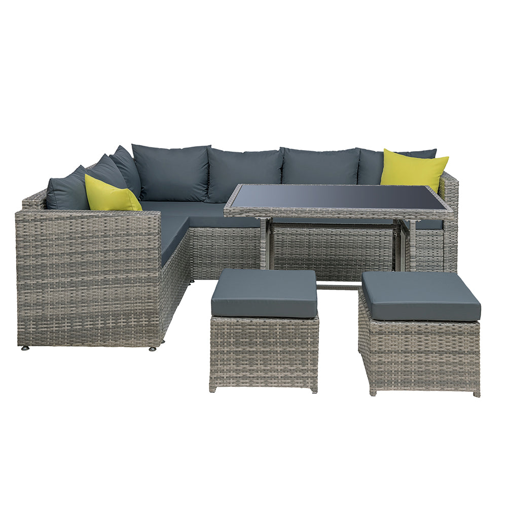 Toorak Deluxe 9 Seater Outdoor Dining Set - Grey