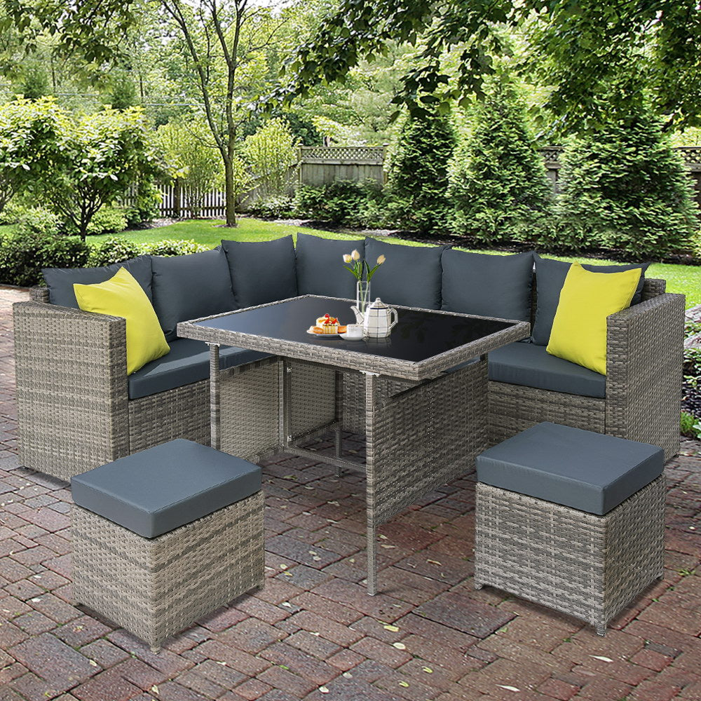 Toorak Deluxe 9 Seater Outdoor Dining Set - Grey