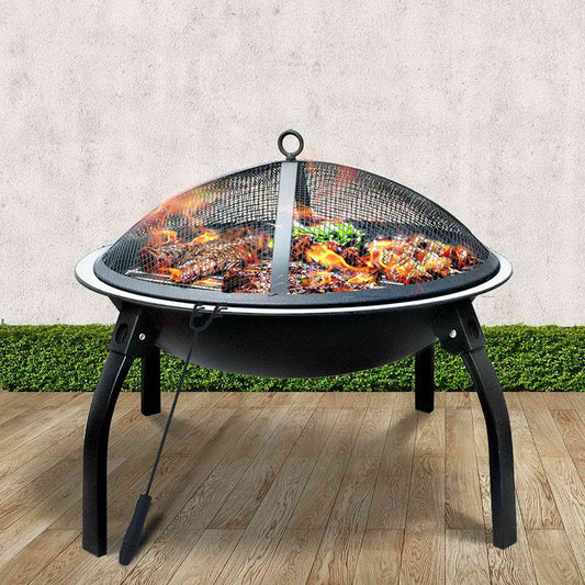 Coolaroo Portable 22" Fire Pit, BBQ, Charcoal, Grill Smoker