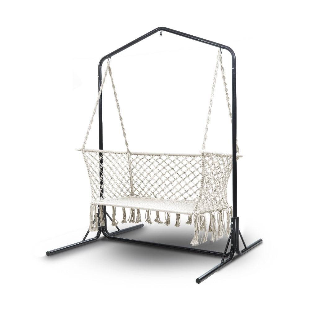 Albert Park Double Swing Hammock Chair with Stand - White