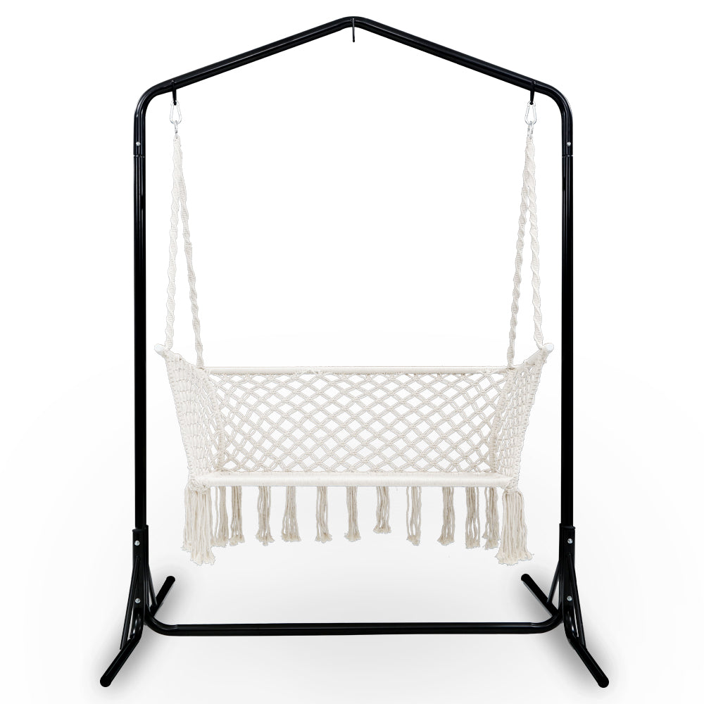 Albert Park Double Swing Hammock Chair with Stand - White