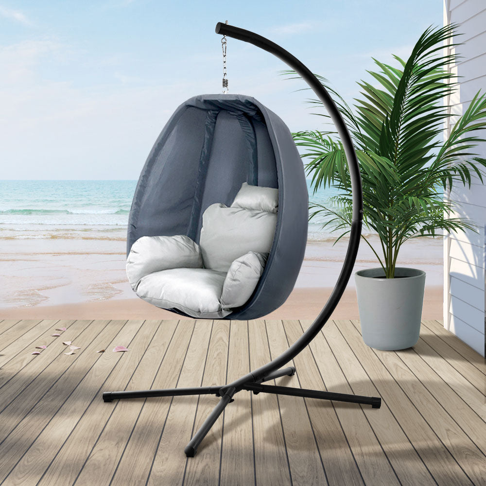 Portsea Luxury Outdoor Hanging Swing Chair Pod Lounge - Grey