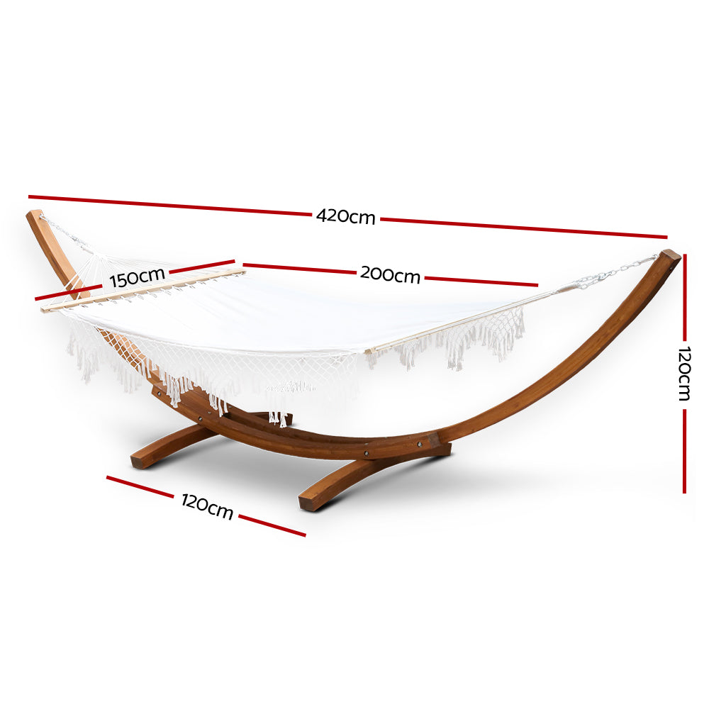 Portsea Double Tassel Hammock with Wooden Stand