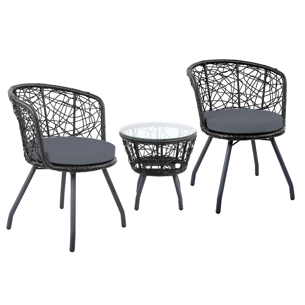 Prahran Outdoor Patio Chair and Table - Black