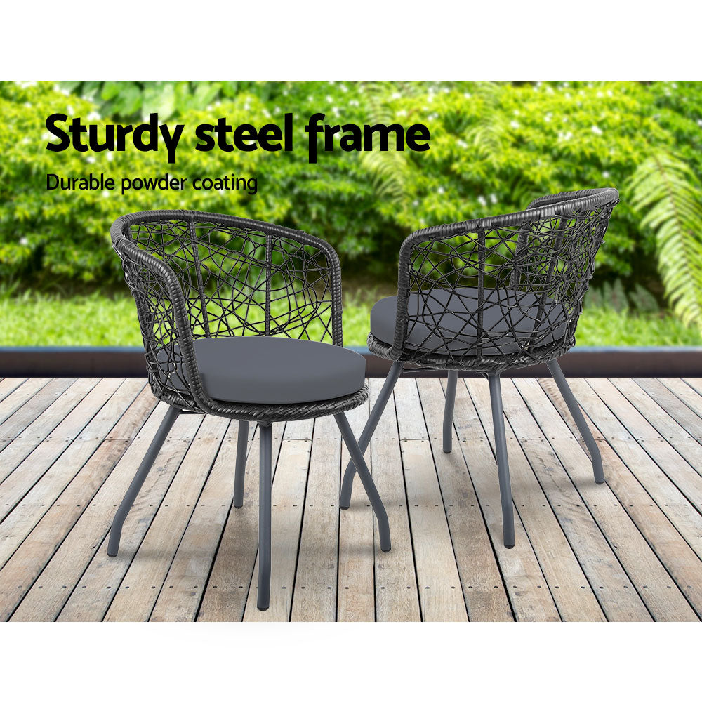 Prahran Outdoor Patio Chair and Table - Black