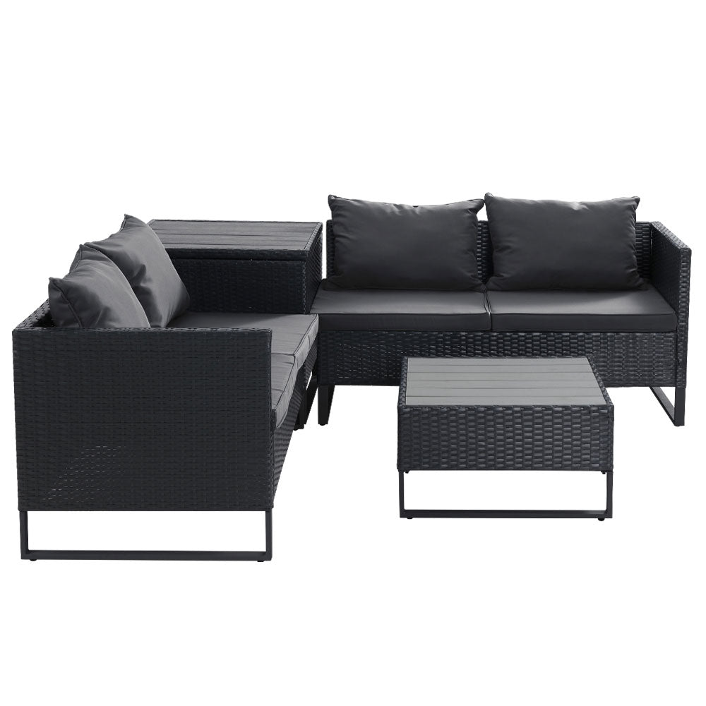 Portsea Deluxe Outdoor 4 Piece Sofa Set - Black