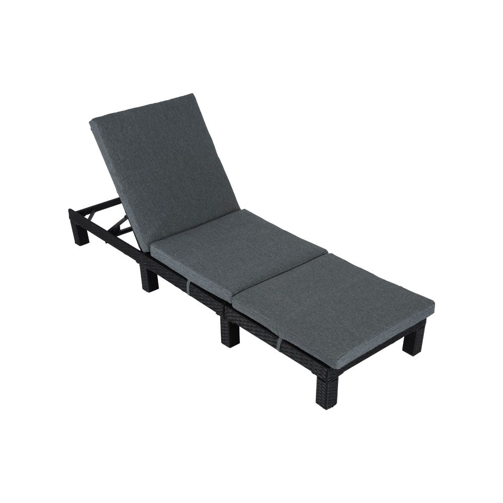 Sorrento Premium 3 Piece Sun Lounge Set with Joining Coffee Table - Black