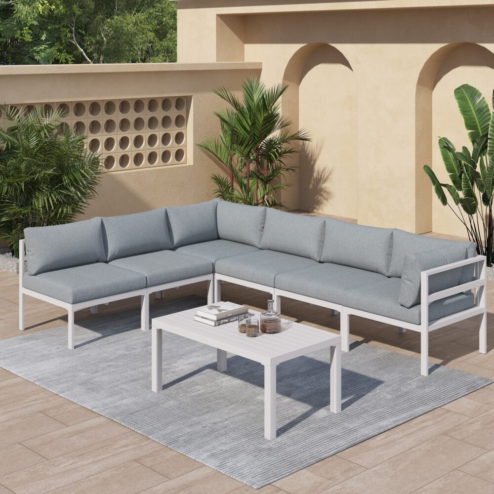 Toorak Premium White Modern 7 Piece Lounge Set